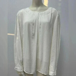 Liz Claiborne XXL Sheer Lined Houndstooth Blouse with Gold Buttons, NWOT